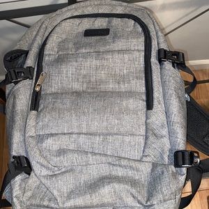 Backpack with charging port attached.